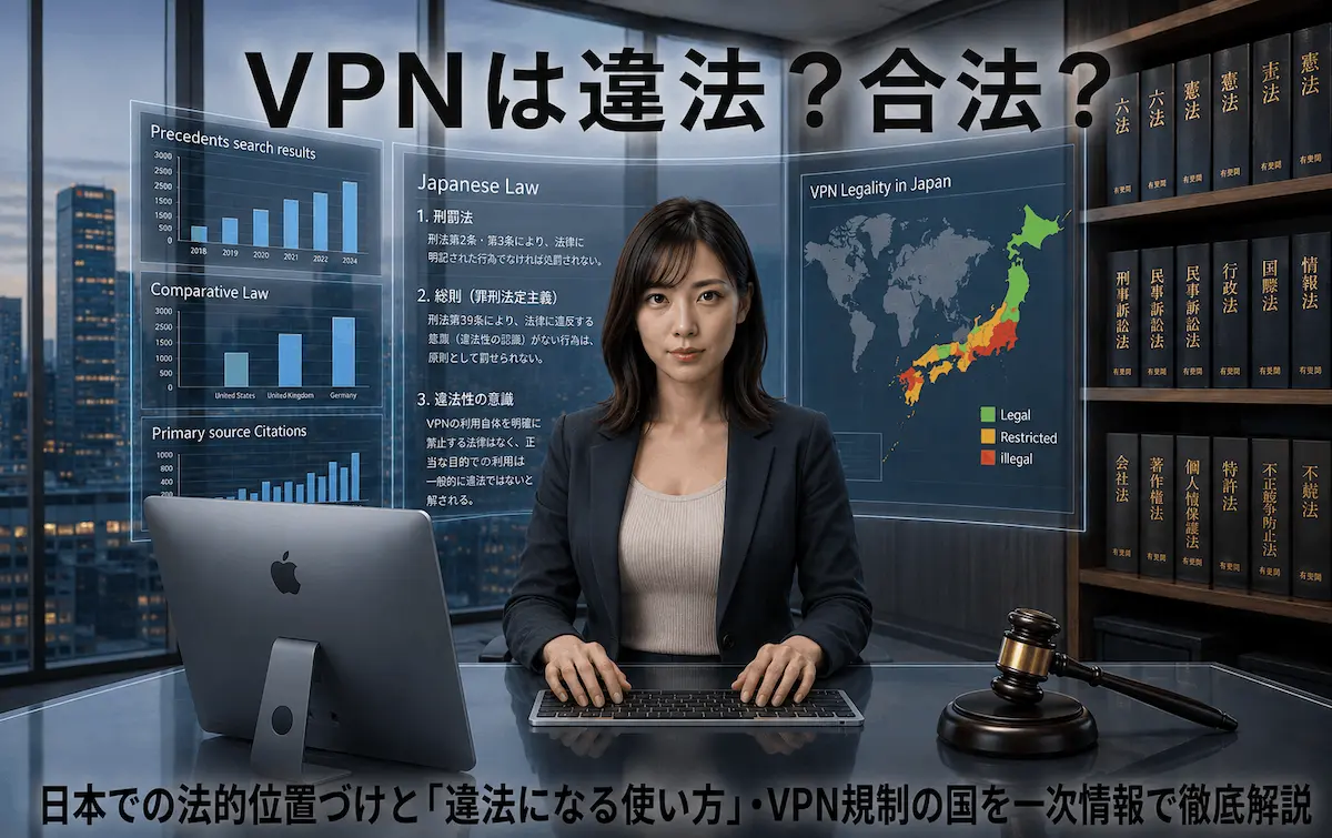 VPNは違法？合法？日本での法的位置づけと「違法になる使い方」・VPN規制の国を一次情報で徹底解説
