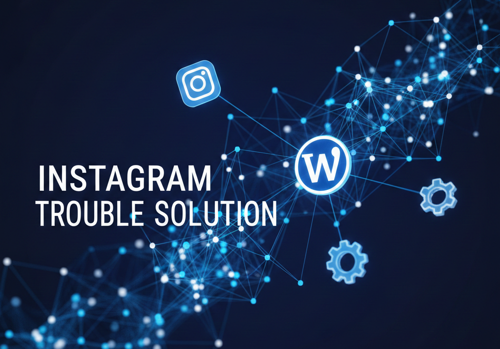 3D抽象アートで表現されたSNSデータ連携のネットワーク空間に、解決策を象徴するグラフィックと記事タイトルがデザインされたプロフェッショナルな画像。